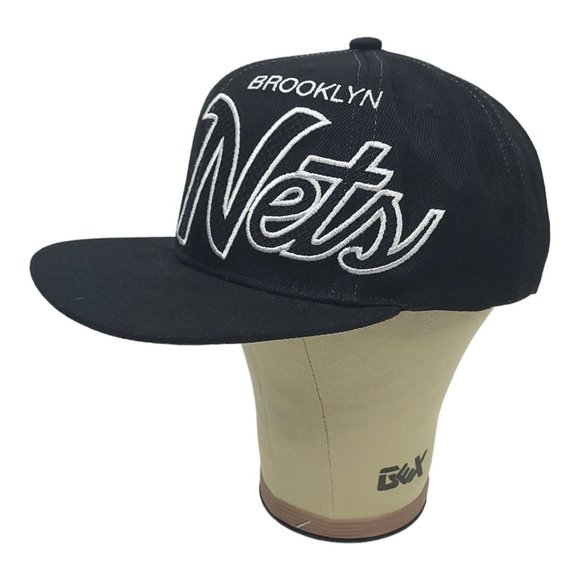 Brooklyn Nets Basketball Flat Brim Snapback Cap Trucker Baseball Mitchell Ness - Picture 1 of 12